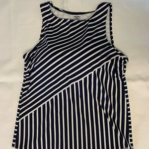 Lands’ End size 16 D Blue white striped tankini swim suit top